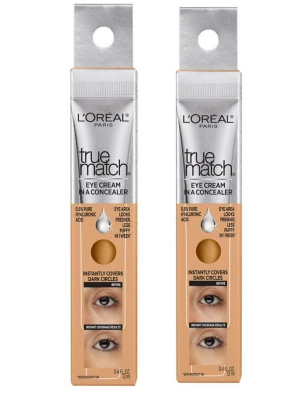 L’Oréal True Match Eye Cream Concealer C5-6 Medium Neutral Beige Makeup Bundle